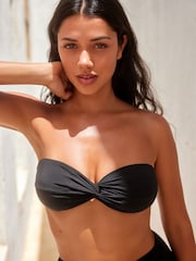 Black Soft Twist Bandeau Bikini Top - Image 4 of 7