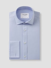 TM Lewin Blue Skinny Fit Non-Iron Regular Plain Twill Double Cuff Shirt - Image 5 of 8