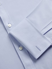 TM Lewin Blue Skinny Fit Non-Iron Regular Plain Twill Double Cuff Shirt - Image 7 of 8