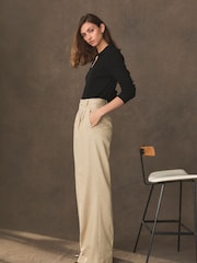 Beige - Hochwertige Hose mit weitem Bein - Bild 3 von 6