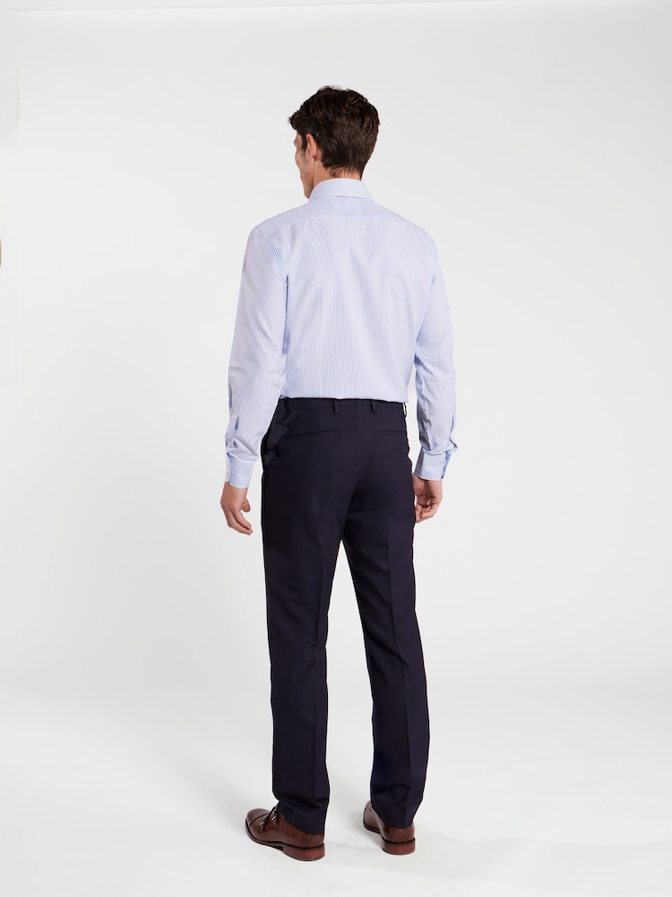 TM Lewin Blue Skinny Fit Non-Iron Regular Bengal Single Cuff Shirt - Image 2 of 8