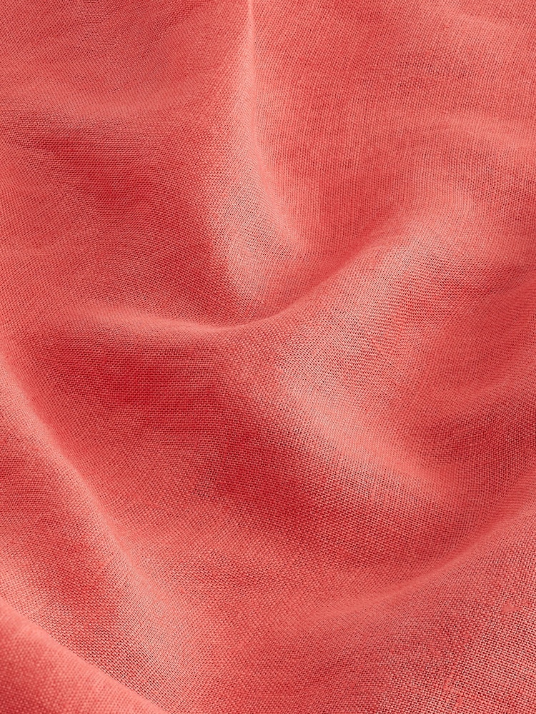 Coral Pink Premium 100% Linen Midi Dress - Image 5 of 5 Coral Pink Premium 100% Linen Midi Dress - Image 5 of 5