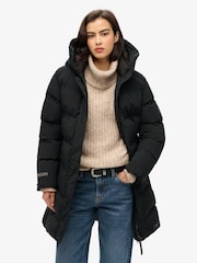 Superdry Black City Mid Length Padded Jacket - Image 1 of 5
