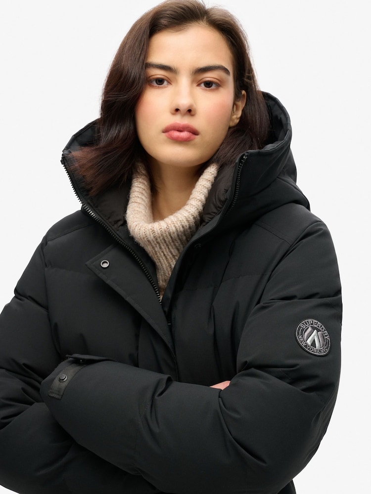 Superdry Black City Mid Length Padded Jacket - Image 2 of 5