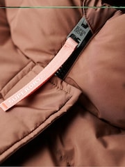 Superdry Nutmeg Spice Brown Hooded Sports Puffer Bomber Jacket - Image 5 of 6