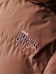 Superdry Nutmeg Spice Brown Hooded Sports Puffer Bomber Jacket - Image 6 of 6