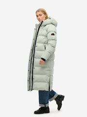 Superdry Puritan Grey Microfibre Longline Puffer Coat - Image 3 of 6