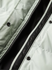 Superdry Puritan Grey Microfibre Longline Puffer Coat - Image 6 of 6