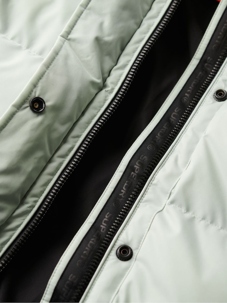 Superdry Puritan Grey Microfibre Longline Puffer Coat - Image 6 of 6