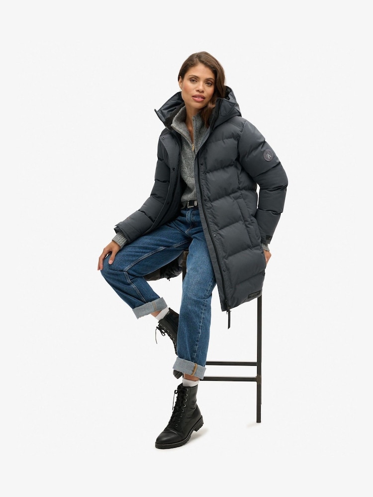 Superdry Ebony City Mid Length Padded Jacket - Image 1 of 5