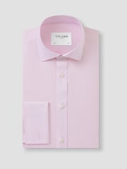 TM Lewin Pink Tailored Fit Non-Iron Regular Plain Twill Double Cuff Shirt - Image 4 of 7