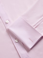 TM Lewin Pink Tailored Fit Non-Iron Regular Plain Twill Double Cuff Shirt - Image 6 of 7