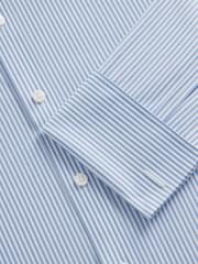 TM Lewin Blue Regular Fit Non-Iron Regular Bengal Double Cuff Shirt - Image 3 of 4