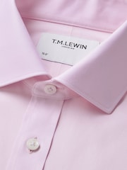 TM Lewin Pink Tailored Fit Non-Iron Regular Plain Twill Single Cuff Shirt - Image 8 of 8