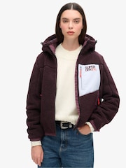 Superdry Off White Hooded Cream Fleece Trekker Jacket - Image 1 of 7