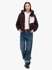 Superdry Off White Hooded Cream Fleece Trekker Jacket - Image 3 of 7