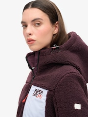 Superdry Off White Hooded Cream Fleece Trekker Jacket - Image 4 of 7