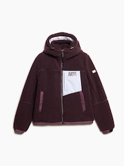 Superdry Off White Hooded Cream Fleece Trekker Jacket - Image 5 of 7