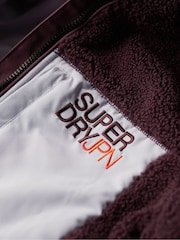 Superdry Off White Hooded Cream Fleece Trekker Jacket - Image 7 of 7