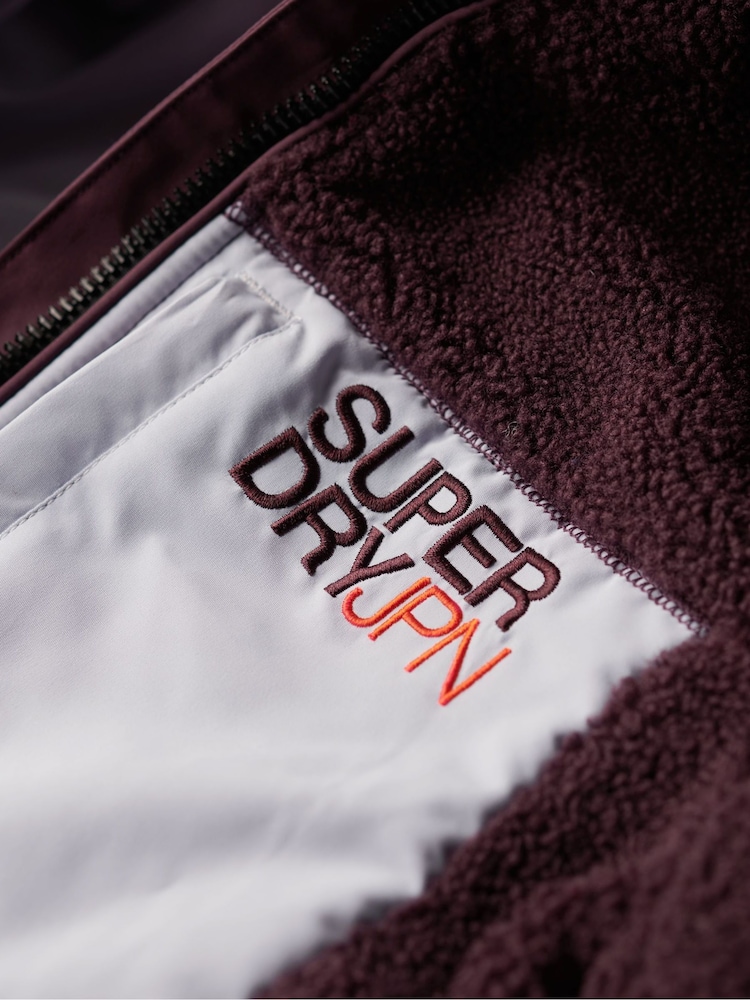 Superdry Off White Hooded Cream Fleece Trekker Jacket - Image 7 of 7
