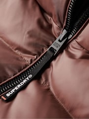 Superdry Nutmeg Brown Sheen Hooded Luxe Sports Puffer Jacket - Image 7 of 8
