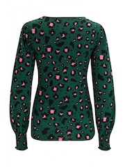 Pour Moi Green Lucinda Jersey Lace Detail Leopard Print Long Sleeve T-Shirt - Image 4 of 4