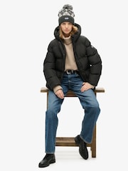 Superdry Black Hooded 5 Baffle Sports Puffer Jacket - Image 3 of 9