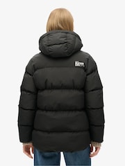 Superdry Black Hooded 5 Baffle Sports Puffer Jacket - Image 4 of 9