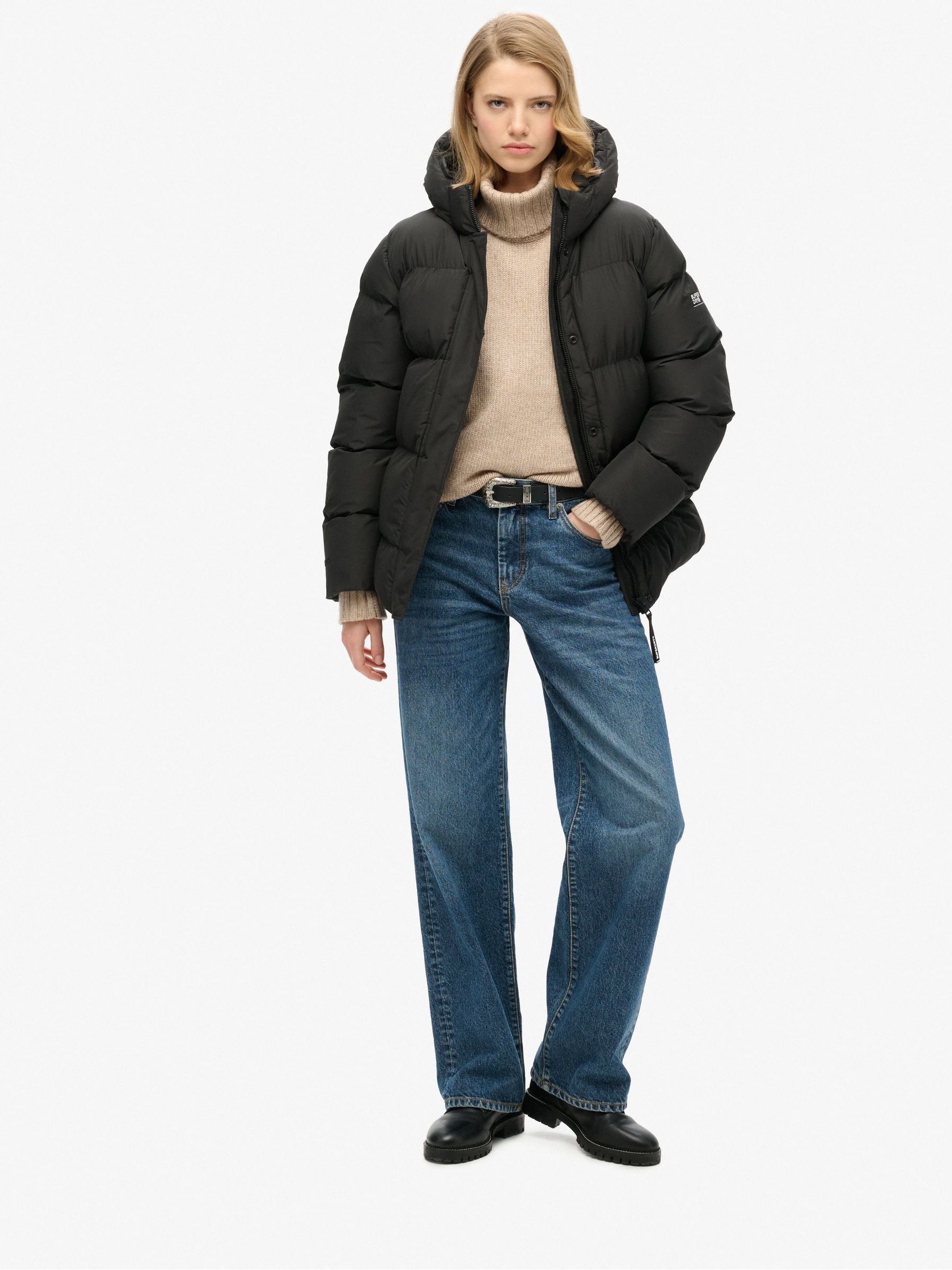 Buy Superdry Black Hooded 5 Baffle Sports Puffer Jacket from Next Luxembourg