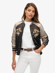 Superdry Black Suikajan Embroidered Bomber Jacket - Image 1 of 5