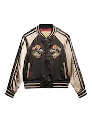 Superdry Black Suikajan Embroidered Bomber Jacket - Image 4 of 5