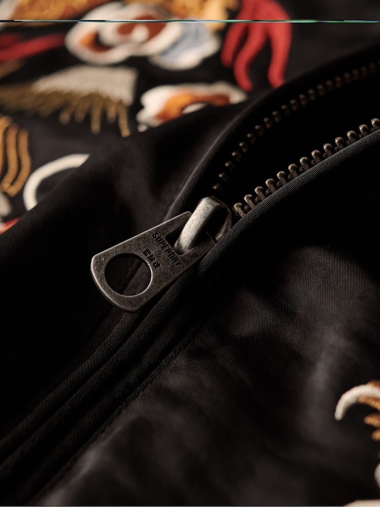 Superdry Black Suikajan Embroidered Bomber Jacket - Image 5 of 5