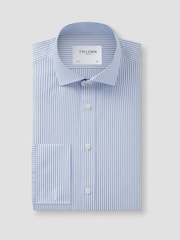 TM Lewin Blue Tailored Fit Non-Iron Regular Bengal Double Cuff Shirt - Image 1 of 4