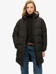 Superdry Black Hooded Sports Puffer Mid Jacket - Image 3 of 7