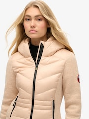 Superdry Frappe Beige Hooded Storm Knit Hybrid Jacket - Image 2 of 5
