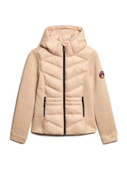 Superdry Frappe Beige Hooded Storm Knit Hybrid Jacket - Image 4 of 5