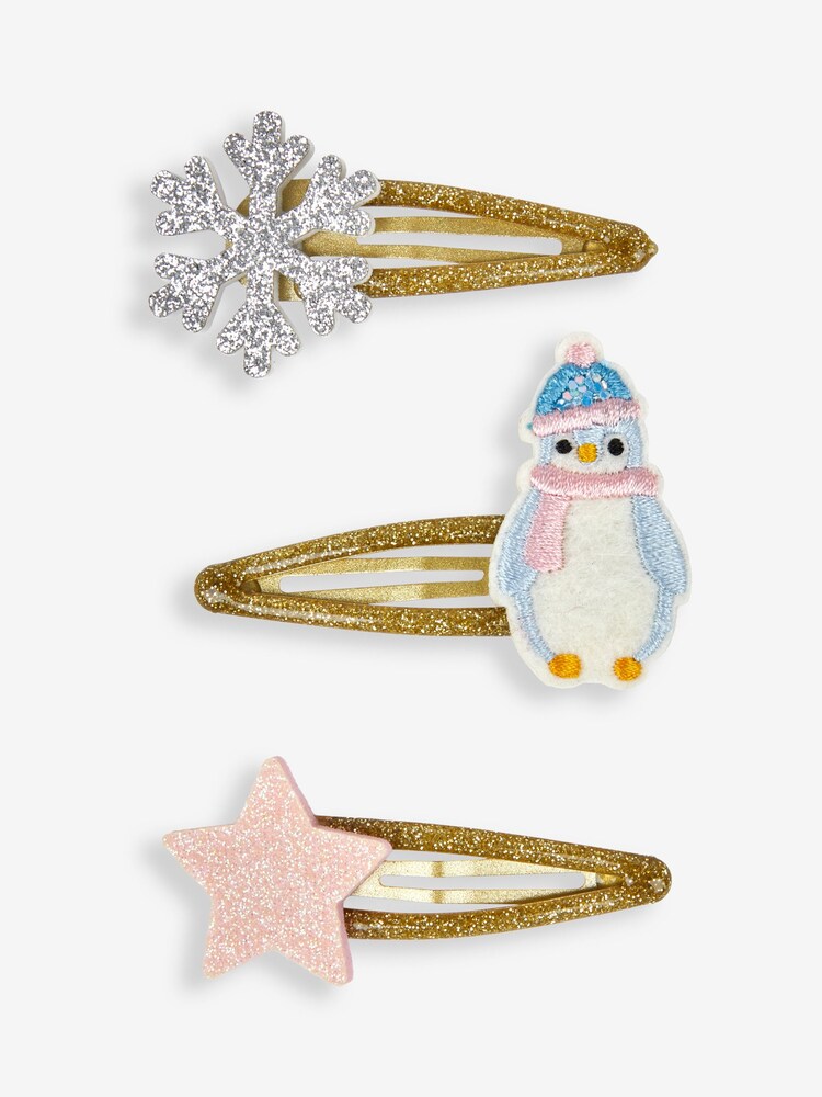 JoJo Maman Bébé White Penguin 3-Pack Christmas Clips - Image 1 of 2 JoJo Maman Bébé White Penguin 3-Pack Christmas Clips - Image 1 of 2