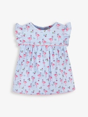 JoJo Maman Bébé Blue Flamingo Print Blouse - Image 1 of 2