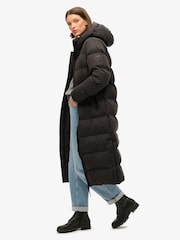 Superdry Black Microfibre Longline Puffer Coat - Image 2 of 5