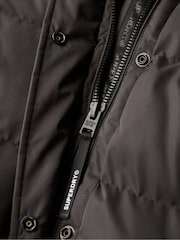 Superdry Black Microfibre Longline Puffer Coat - Image 3 of 5
