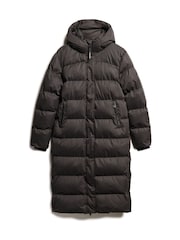 Superdry Black Microfibre Longline Puffer Coat - Image 4 of 5