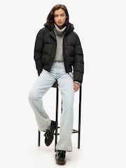 Superdry Black Hooded Sports Puffer Bomber Jacket - Image 2 of 5