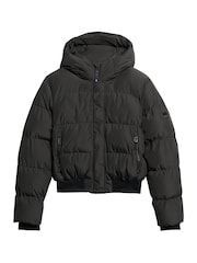 Superdry Black Hooded Sports Puffer Bomber Jacket - Image 4 of 5