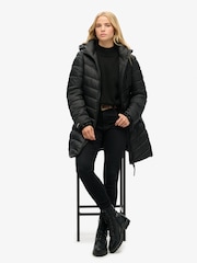 Superdry Black Hooded Fuji Mid Padded Coat - Image 2 of 7