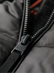 Superdry Black Hooded Fuji Mid Padded Coat - Image 6 of 7