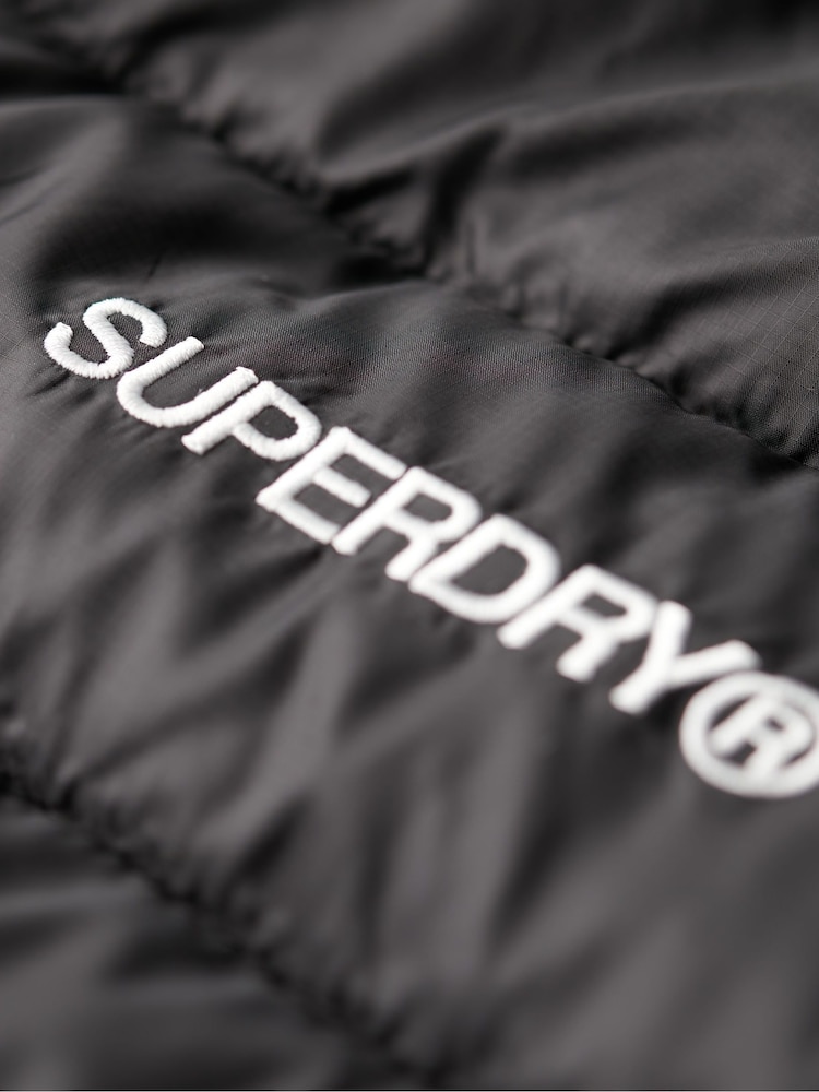 Superdry Black Hooded Fuji Mid Padded Coat - Image 7 of 7