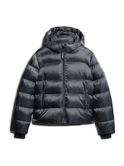 Superdry Ebony Sheen Hooded Luxe Sports Puffer Jacket - Image 6 of 8