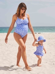 JoJo Maman Bébé Blue Daisy Swimsuit With Integral Nappy - Image 1 of 4