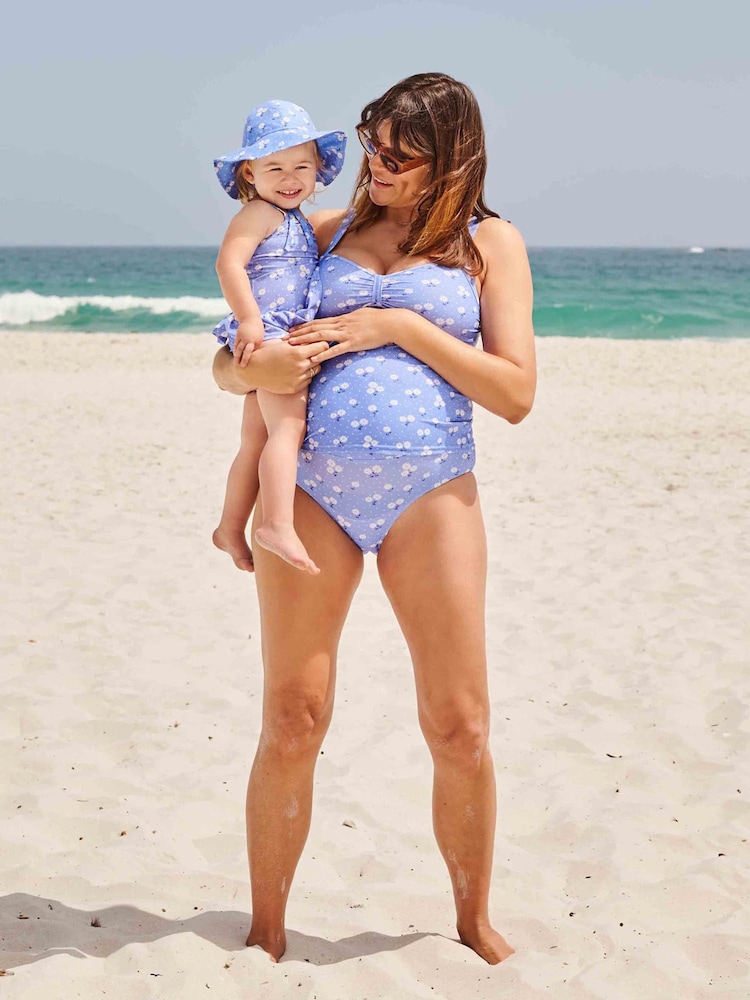 JoJo Maman Bébé Blue Daisy Swimsuit With Integral Nappy - Image 6 of 6