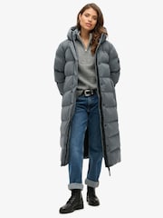 Superdry Ebony Microfibre Longline Puffer Coat - Image 1 of 5